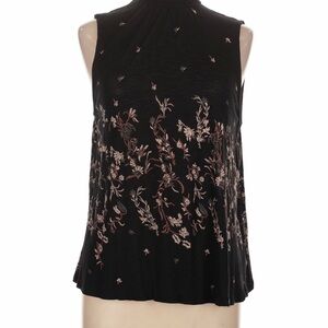 Lucky Brand Black and Pink Floral Blouse
